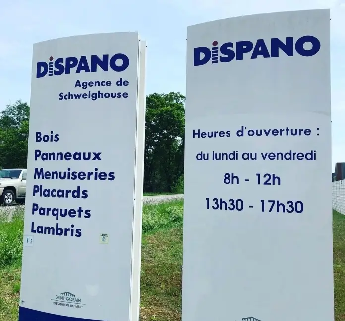signalétique pour la société Dispano réalisé par l'agence de publicité Floki.
